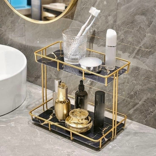 Double Layer Marble Cosmetics Makeup Organizer