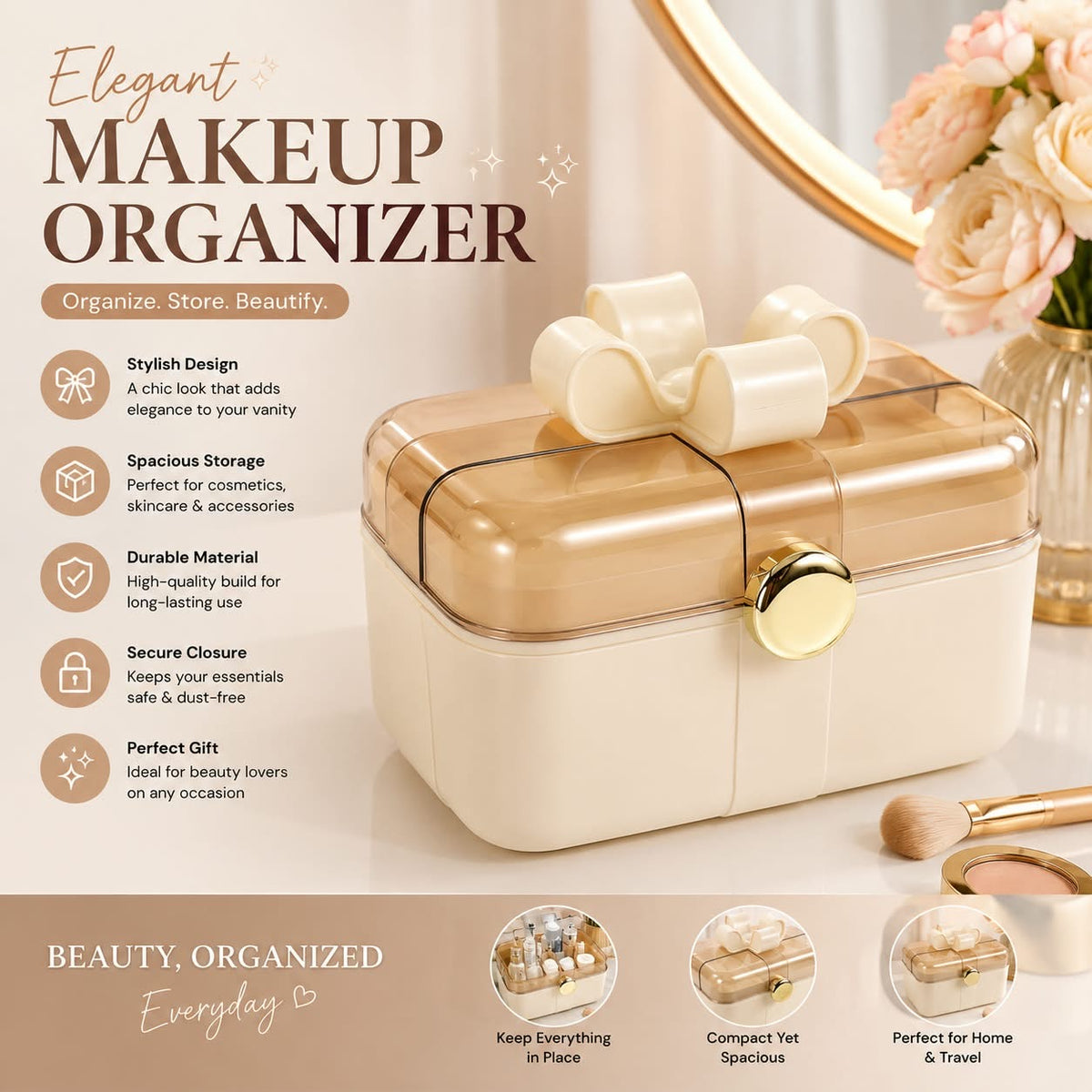 Large Capacity Dustproof Jewellery Cosmetic Makeup Box