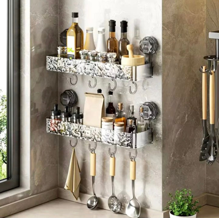 Luxury Wall Mounted Suction Shelf with Hooks