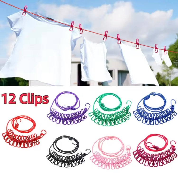 Portable Clothesline with 12 Clips Dryer Clothes Rope