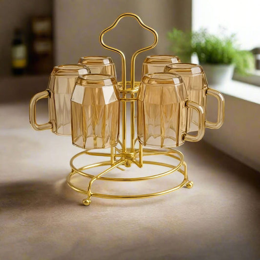 Luxury Gold Rotating Glass Mug Stand