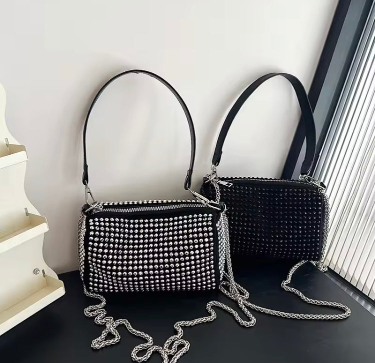 Luxury PU Leather Rhinestone Diamond Shoulder Bag
