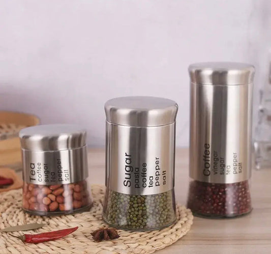 3 Pcs Glassware Spice Jars Set (400ml,600ml,800ml)