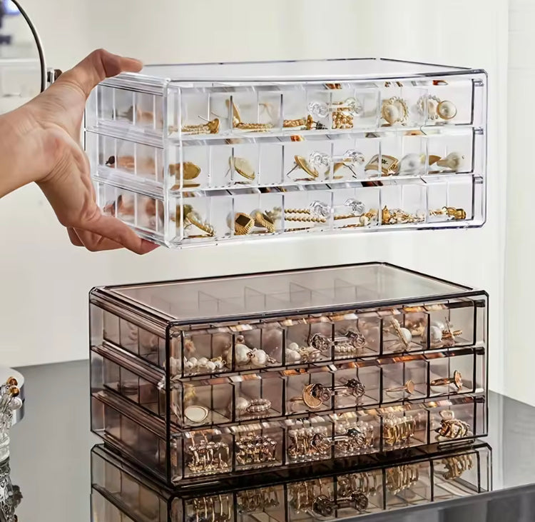 Luxury 3 Layer-72 Grids Large Capacity Dustproof Jewellery Organizer