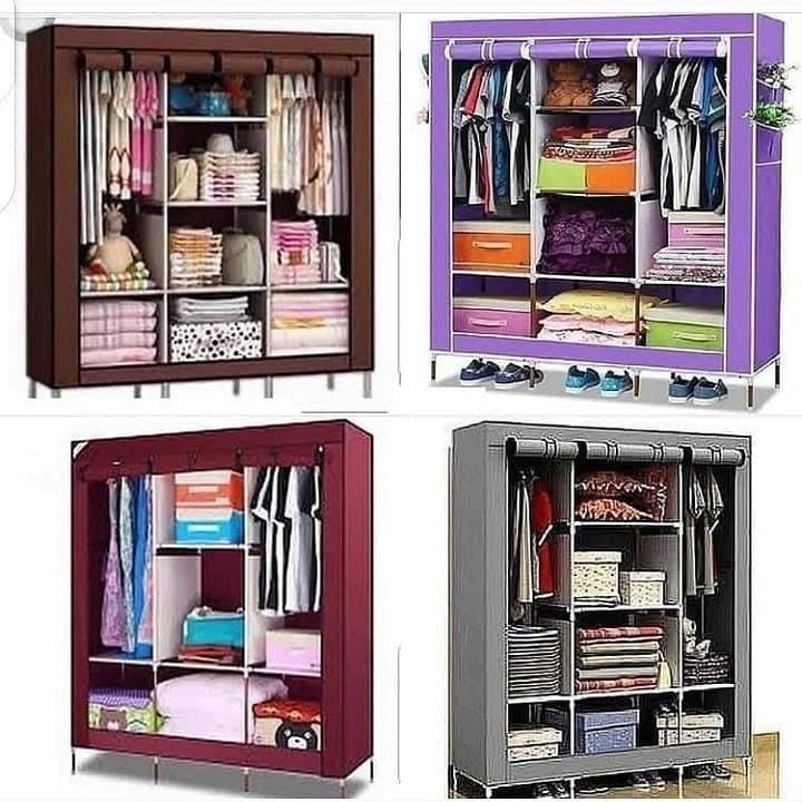 Large Capacity Non Wooven Wardrobe Foldable Portable Wardrobe with Partitions Cupboard.