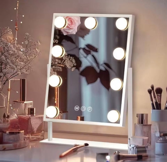 Luxury Rotatable Vanity Makeup Mirror with Led Bulbs & 3 Lightening Modes