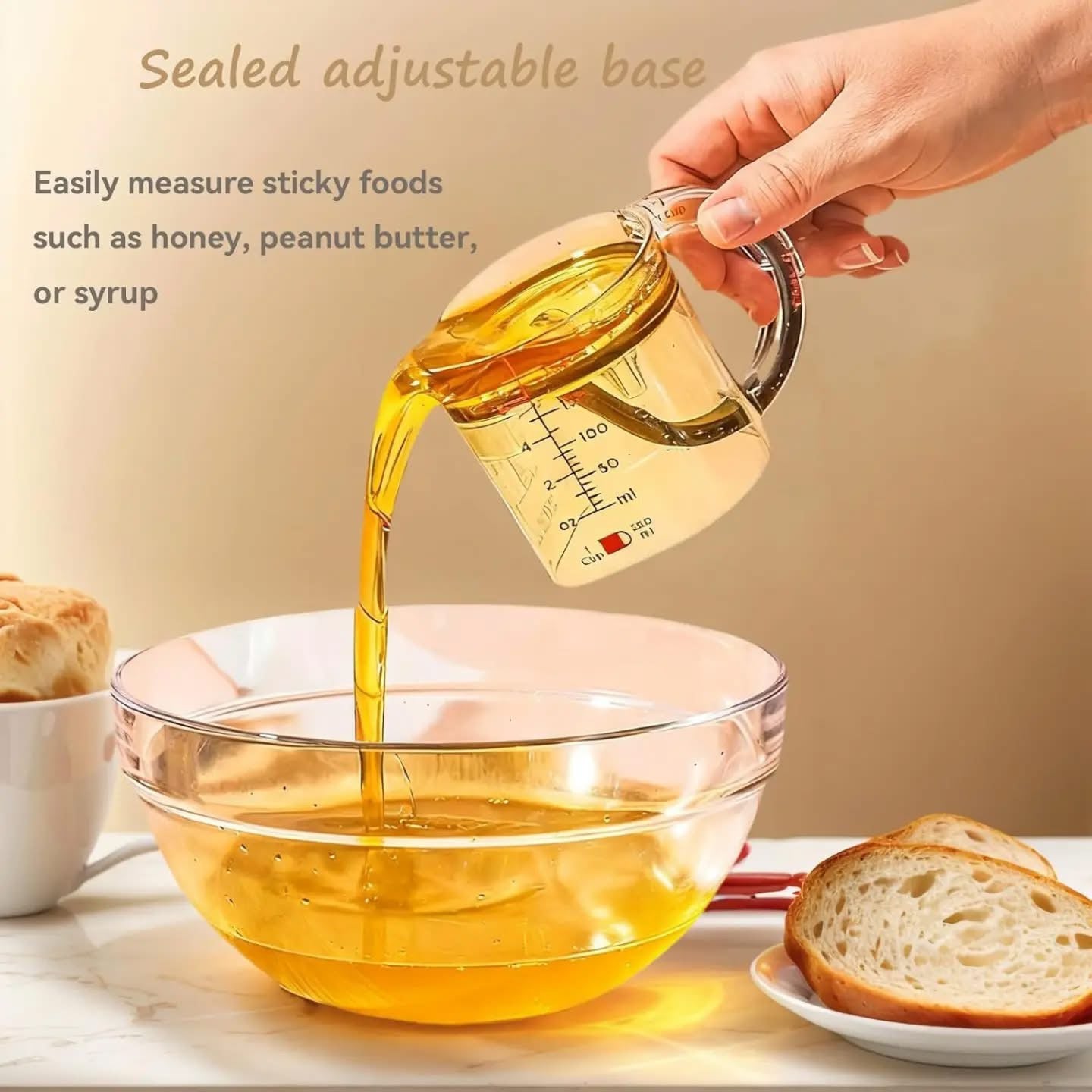 Luxury 4 in 1 Kitchen Measuring Cup Dual Chamber Liquid Separator