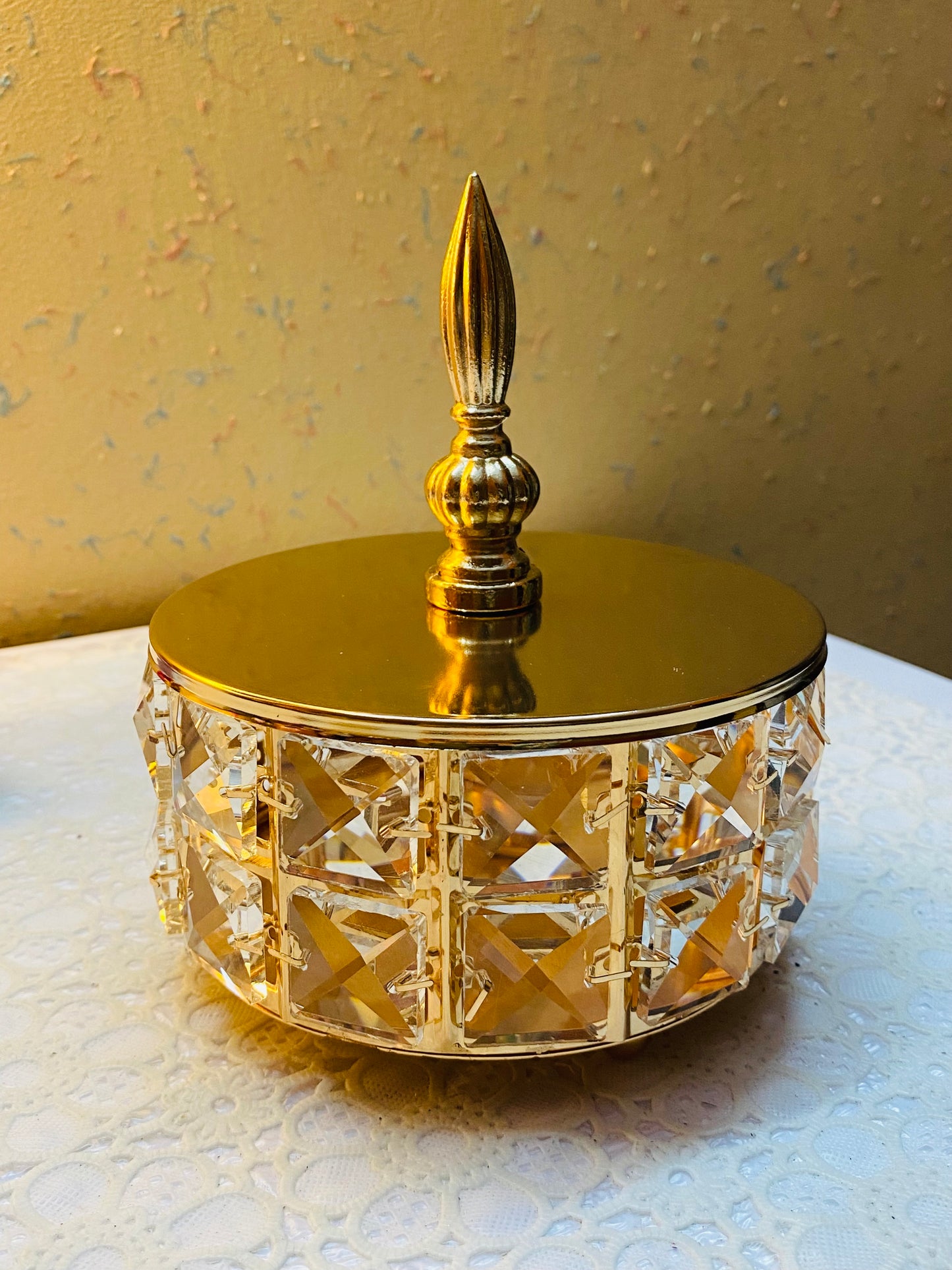 Metal Crystal Candy Box for Center Table Decor