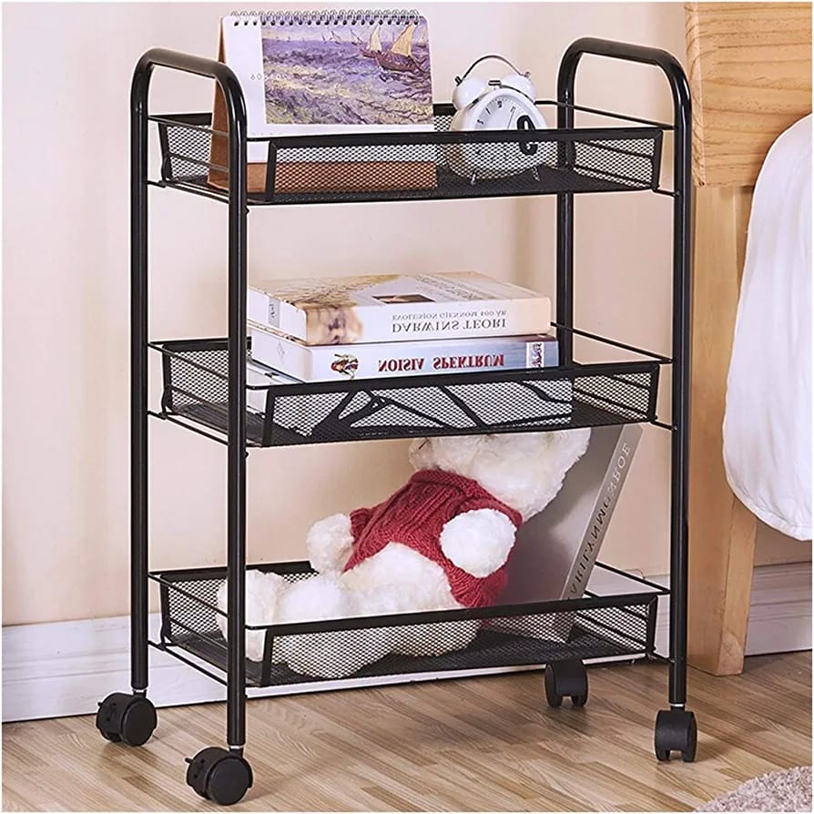 3 Layer Metal Multipurpose Storage Rack Kitchen Trolley Storage Rack Organizer