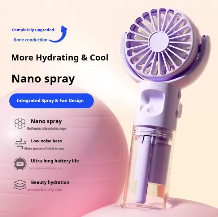 Handheld Rechargeable Water Mist Fan with 4 Speed Levels