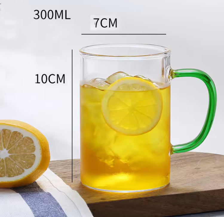 6 Pcs Multi Colour Handle Glass Cups