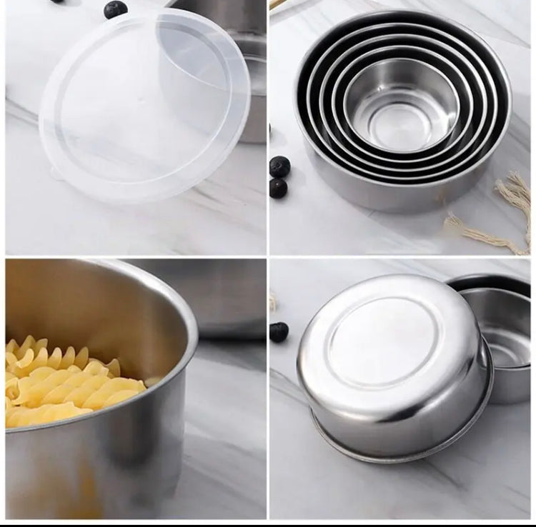 5 Pcs Stainless Steel Food Container Storage Bowls with Lids