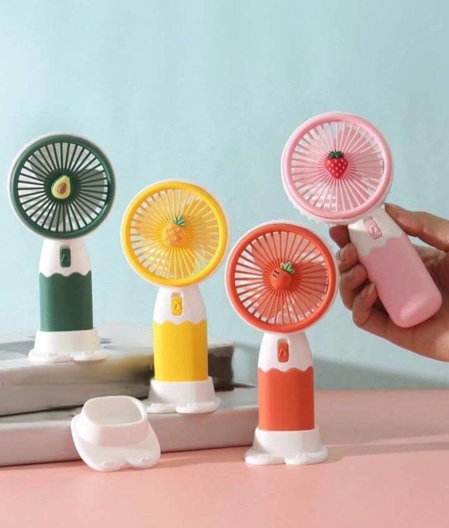 Rechargeable Mini Handheld Cute Fruit Fan with Phone Holder