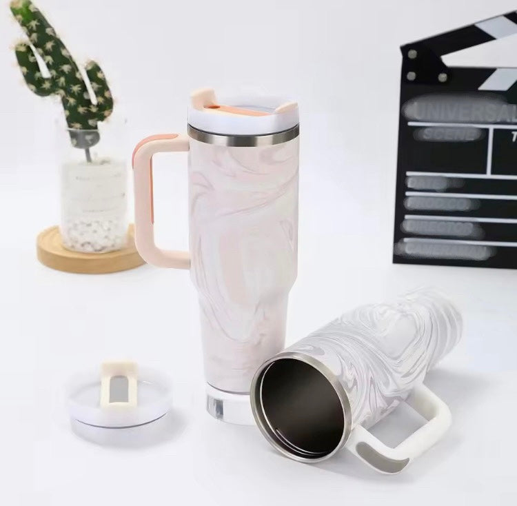 40oz Stainless Steel Marble Pattern Tumbler Mug