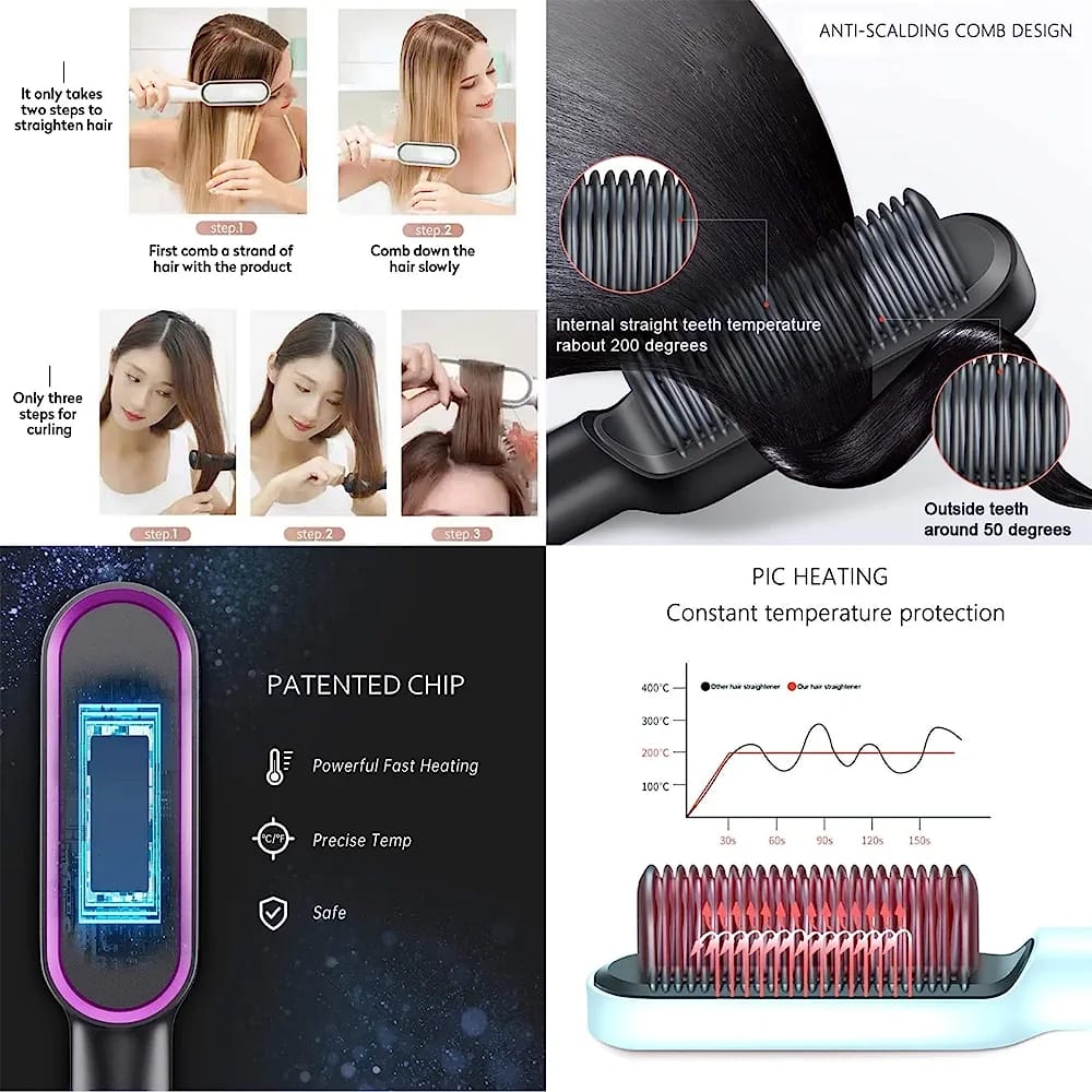 Hair Brush Straightener