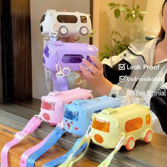 500ml Bus Water Bottle with Wheels for Kids