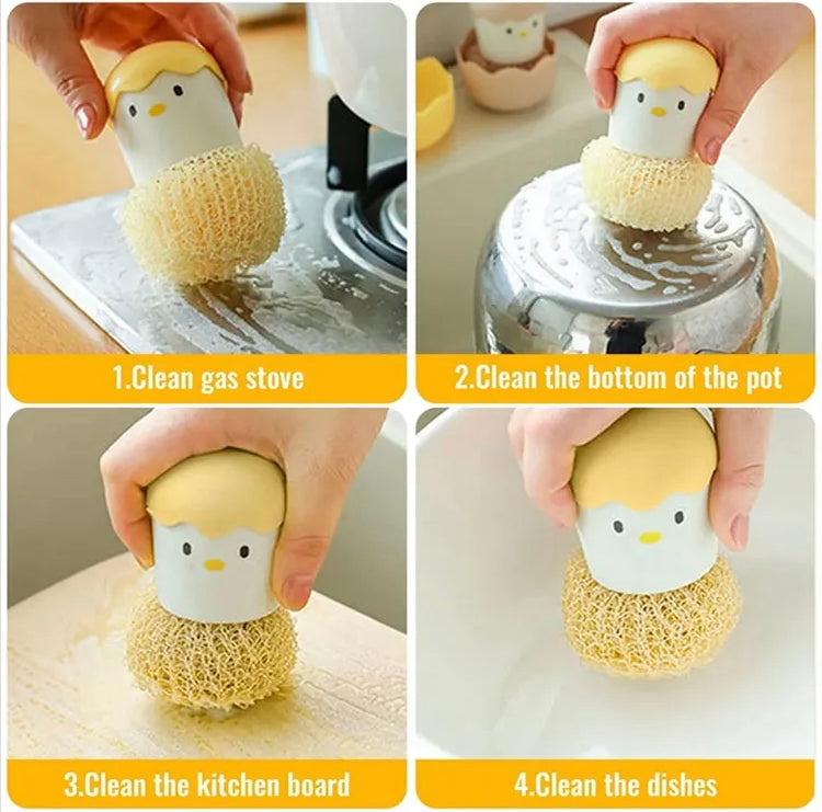 Cute Chick Egg Shaped Kitchen Sponge Holder with Scrubber