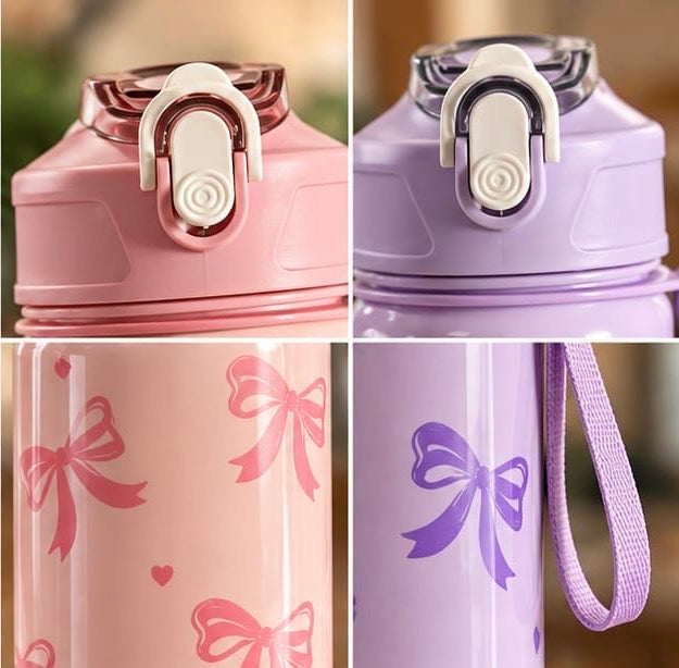 800ml Printed Bow Design Water Bottle