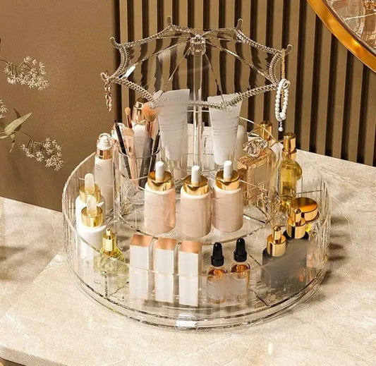 Rotating Umbrella Style Cosmetics Makeup Organizer