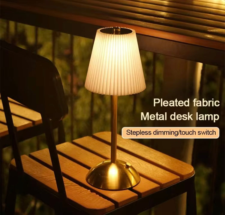 Metal Base Pleated Desk Touch Lamp with Three Modes of Light