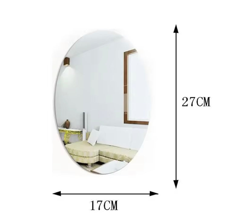 Acrylic Oval Shaped Wall Adhesive Mirror (20cm*30cm)