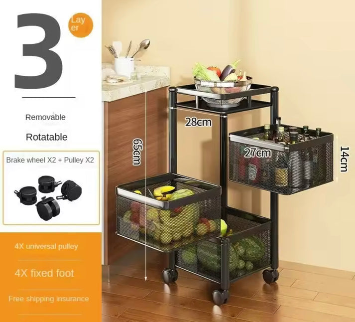 Metal Large Capacity Rotating Square Trolley with Wheels