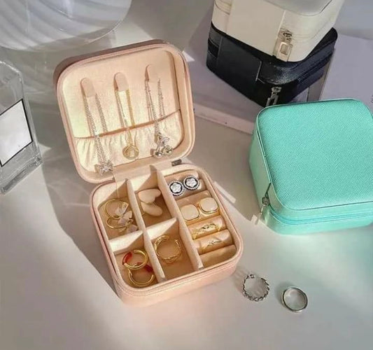Mini Portable Leather Jewellery Box Organizer