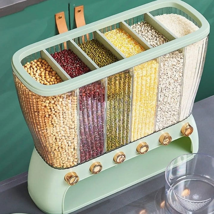 Six Compartments 12kg Cereal Food Dispenser