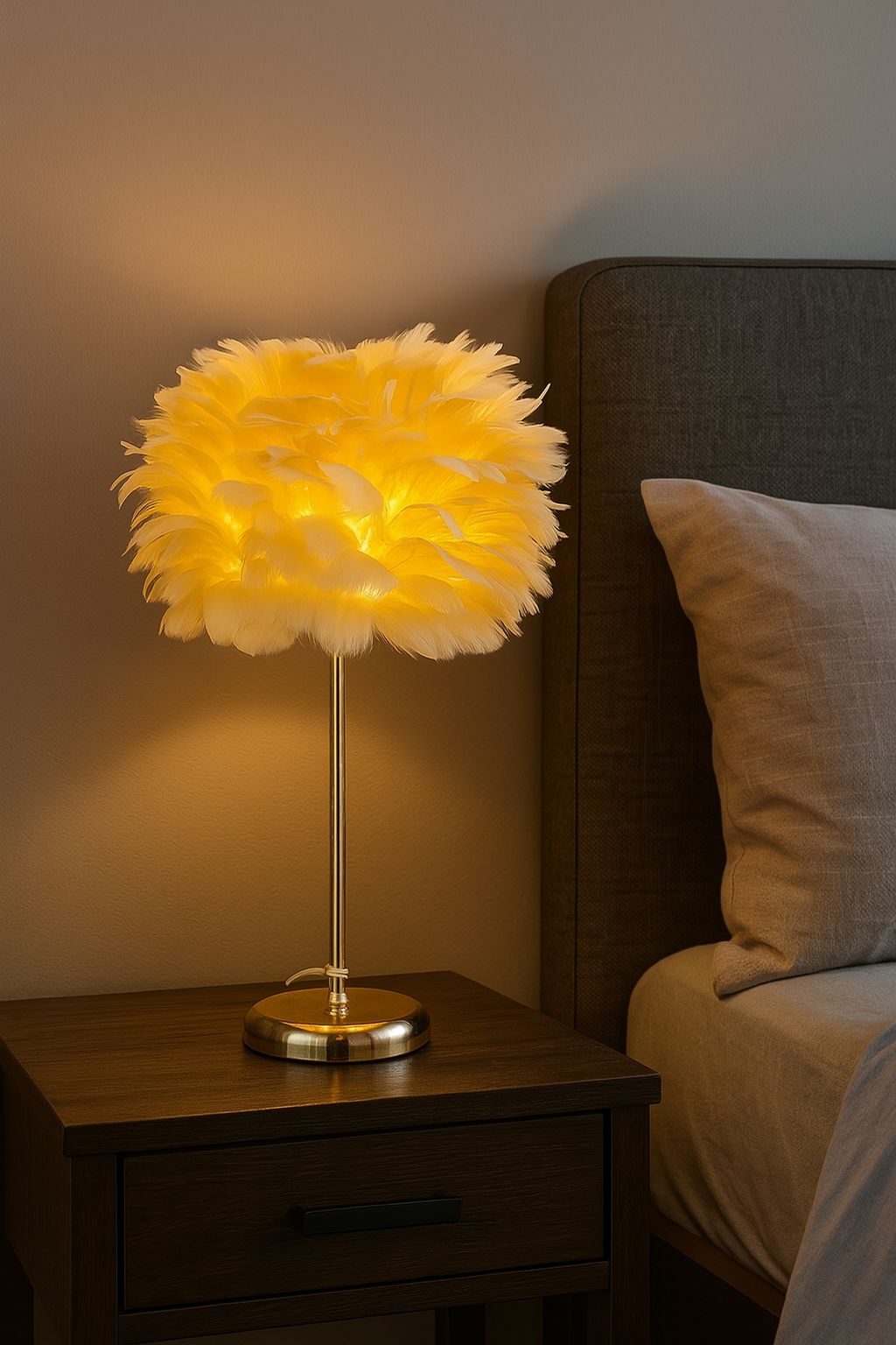 Feather Lamp with Metal Base (Electric Operated)