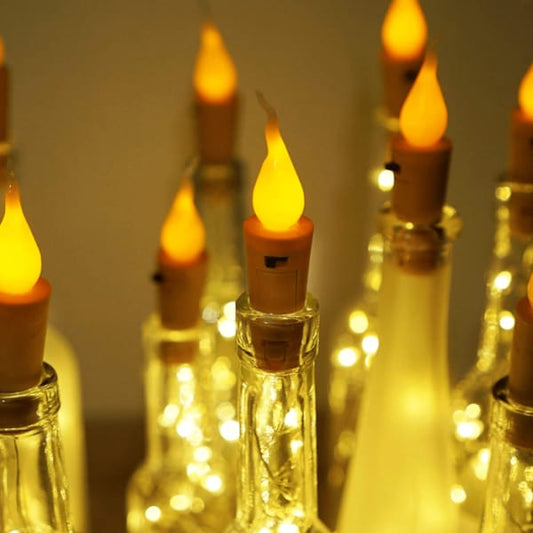 Cork Warm Candle with LED String for Home Decor
