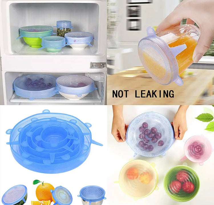 Pack of 6 Silicone Food Cover Lids