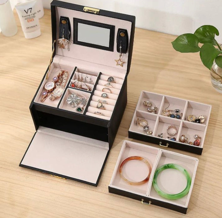 Leather 3 Layer Jewellery Organizer