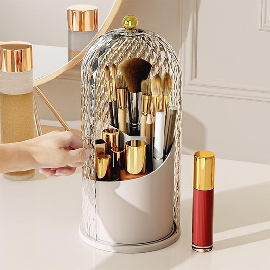 Luxury Diamond Pattern Dustproof Rotating Brushes Holder