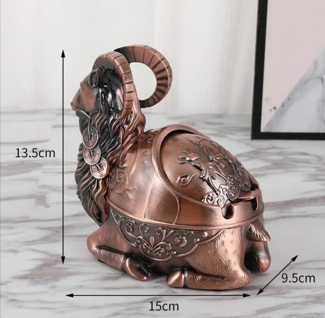Retro Animals Metal Ashtray with Cover