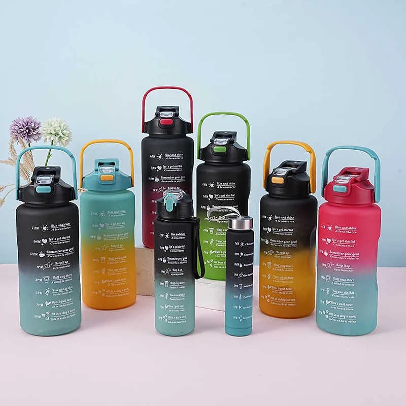 3 Pcs Gradient Colour Motivational Quotes Water Bottles Set