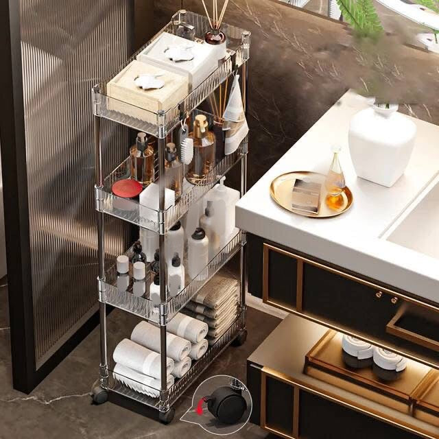 Acrylic 4 Layer Multipurpose Trolley with Wheels
