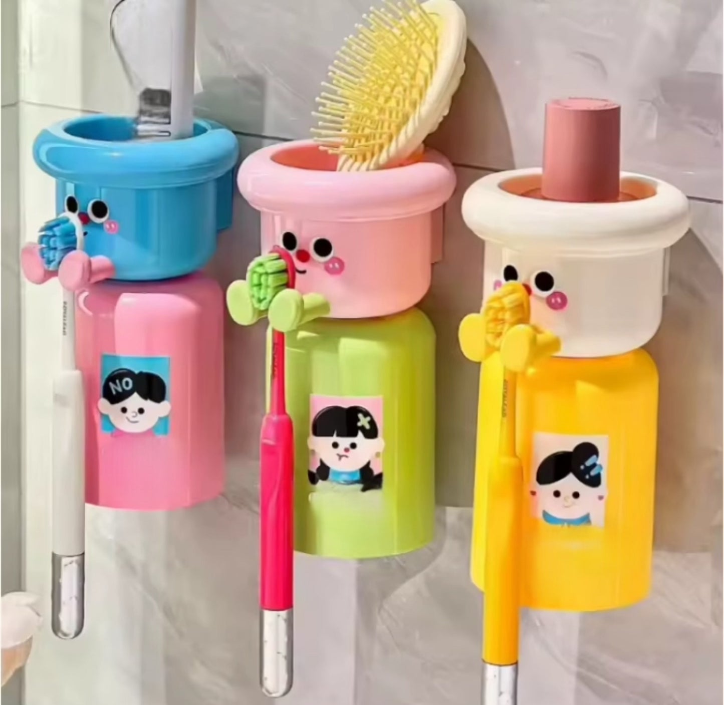 Cute Wall Mounted Toothbrush & Toothpaste Holder