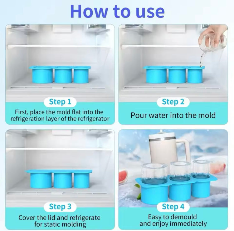 3 Grids Silicone Ice Cube Tray for 40oz Tumbler Mug