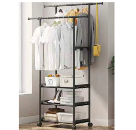 3 Layer Double Pole Clothes Rack with Box Packaging