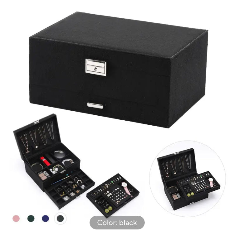 Leather Premium Quality Three Layer Large Capacity Jewellery Box Organizer