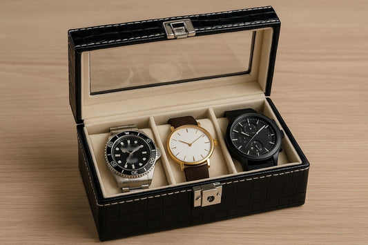 3 Grids Leather Watch Box Organizer