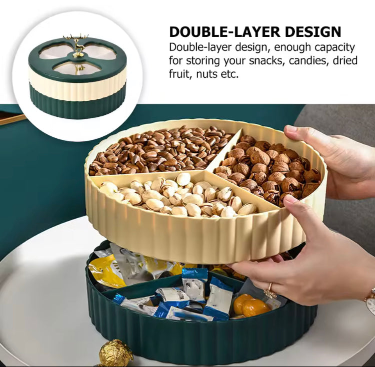 Double Layer Dry Fruits Snacks Chocolates Candy Storage Box