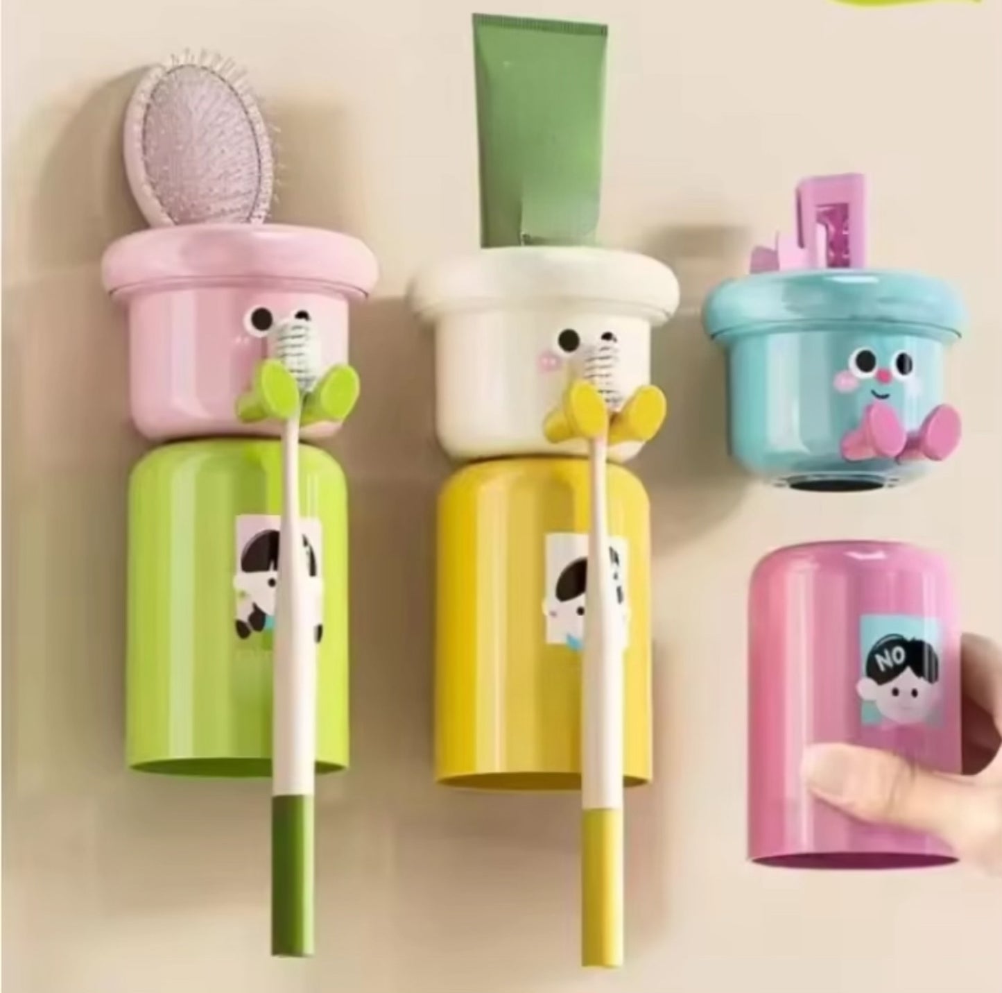 Cute Wall Mounted Toothbrush & Toothpaste Holder
