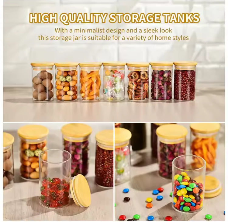 Wooden Rotatable Kitchen Jars Organizer with Lids