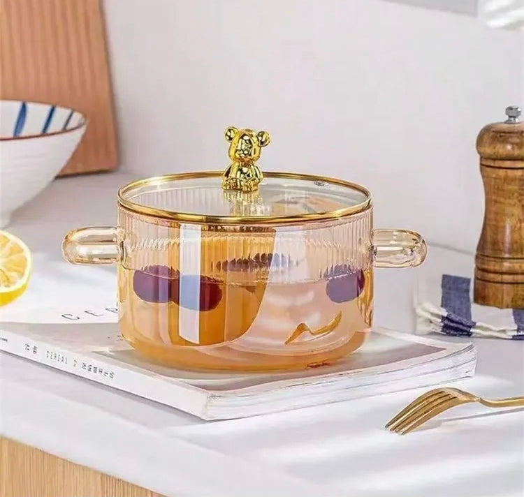 2 Litre Borosilicate Glass Saucepan with Lid & Handles