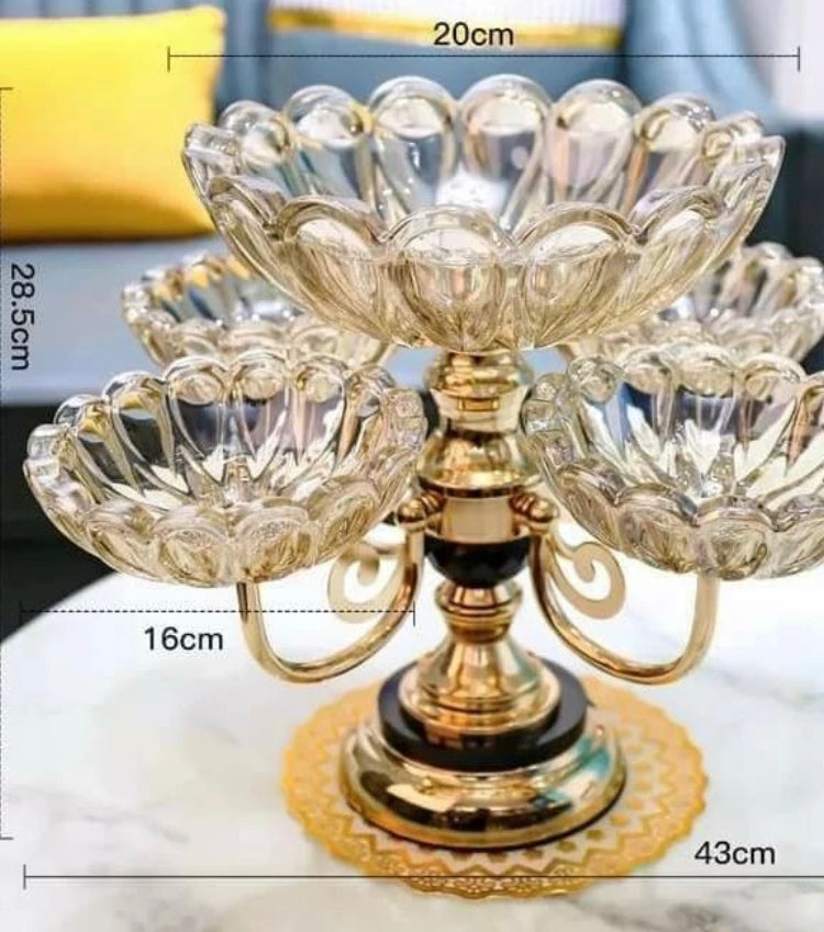 Luxury Style Double Layer Rotating Fruits Stand