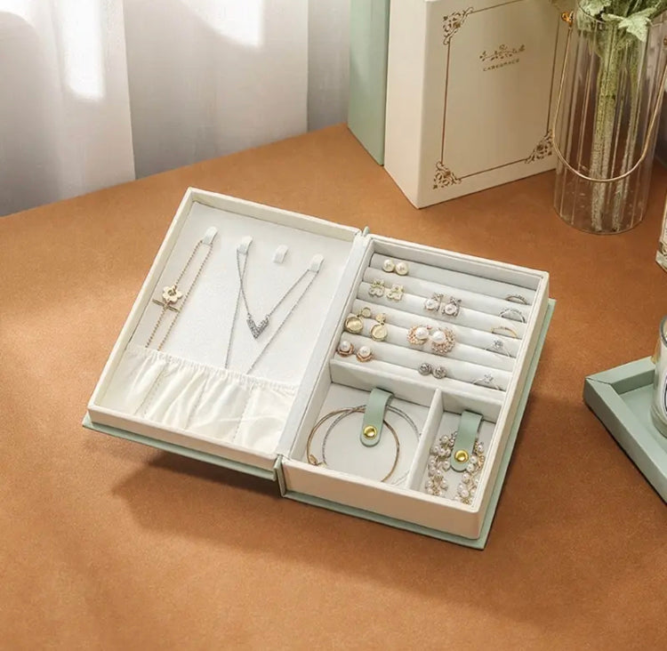Book Shaped PU Leather Jewellery Box with Magnetic Lock