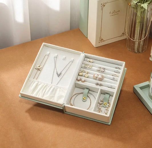 Book Shaped PU Leather Jewellery Box with Magnetic Lock