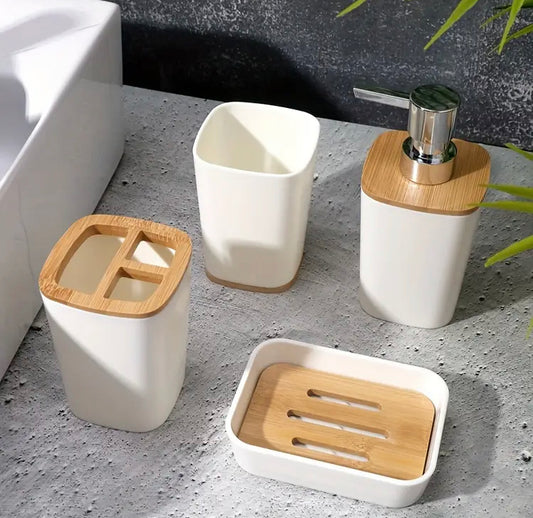 4 Pcs Decent Solid Colour Bathroom Accessories Set