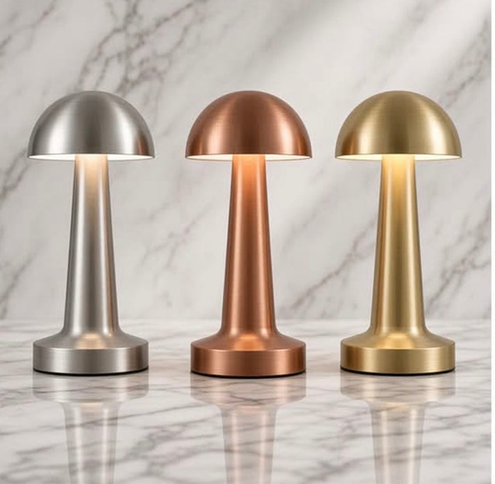 Metal Mushroom Rechargeable Touch Lamp with 3 Modes of Light